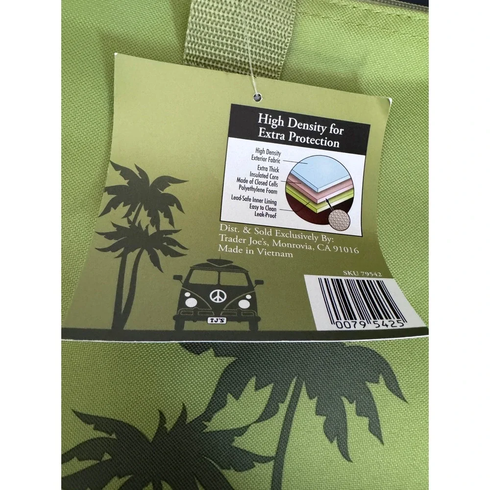 Trader Joes Large Reusable Insulated Bag Green 8 Gallon Pasadena 1967 Cooler NWT